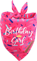 Realeaf Birthday Girl Dog Bandana, Dog Birthday Party Supplies,Premium Durable Fabric, Bandana for Large and Extra Large Dogs (Pink, X-Large)