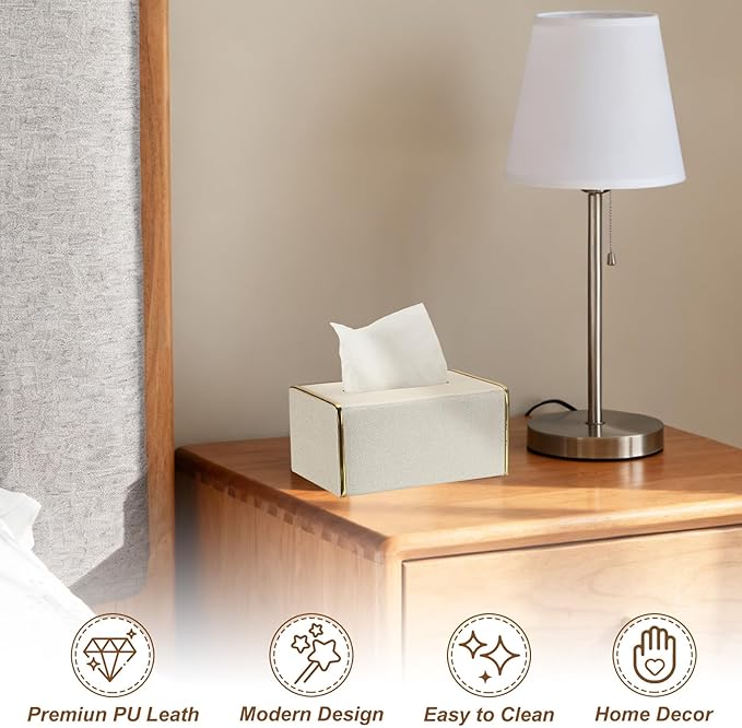 uxcell Tissue Box Cover, Rectangle Modern Tissue Box Holder with Magnetic Closure for Living Room Bedroom Office Hotel Desk (8.3"x5.1"x3.5", Black)