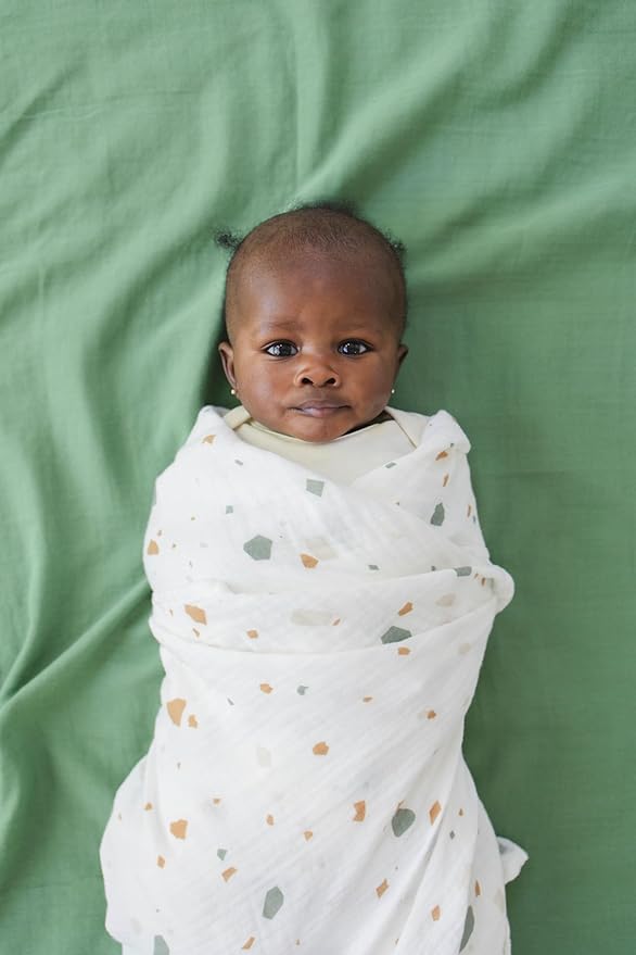 Leyl&Ari Muslin Swaddle Baby Blanket | 100% Organic Cotton Recieving Wrap (47"X47", Sage Set)