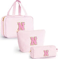 Fystdtote Travel Toiletry Bag Cosmetic Bag Skin Care Bag Cute Makeup Bag Sister Wife Friend Engagement Wedding Gifts for Women Tween Girls Trendy Stuff Thank You Gift - Pink N