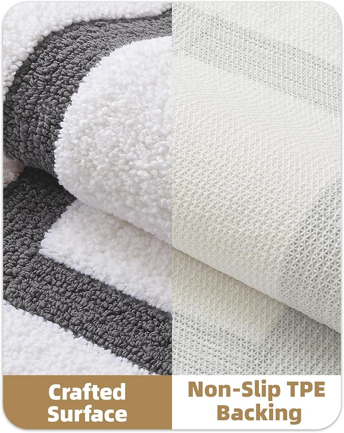 Color&Geometry Bathroom Rugs, Water Absorbent and Quick Dry Microfiber Bath Rugs-20"x32", Non-Slip, Machine Washable, Extra Soft Plush Bath Mats for Bathroom, Laundry Room, Dark Grey