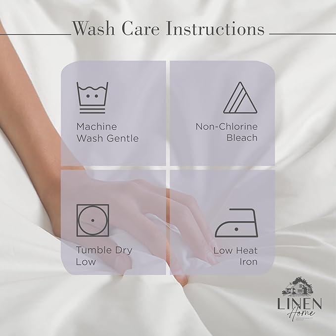 Linen Home 100% Cotton Percale Sheets Full Size, Prelude Purple, Deep Pocket, 4 Pieces Set - 1 Flat, 1 Deep Pocket Fitted Sheet and 2 Pillowcases, Crisp Cool and Strong Bed Linen