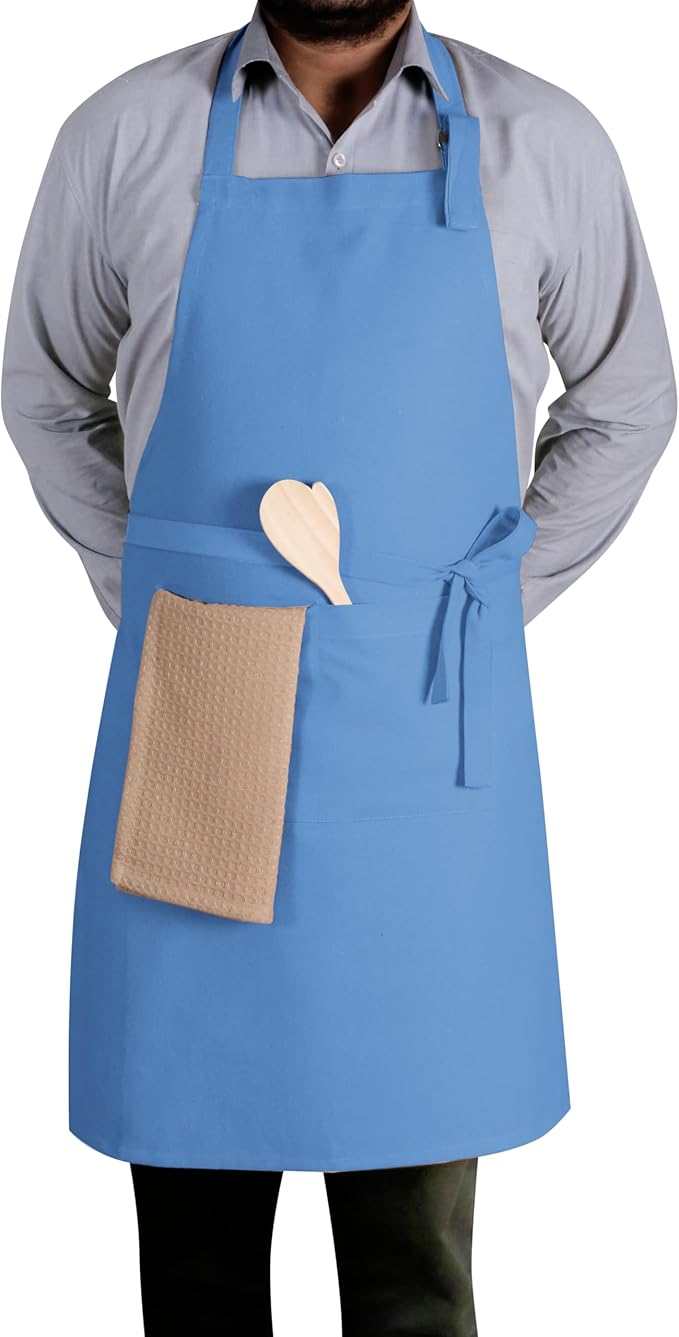 Native Fab Kitchen Apron 2 Pack - 100% Cotton Adjustable, Durable Apron with Pockets, Perfect for Cooking, Baking, Grilling