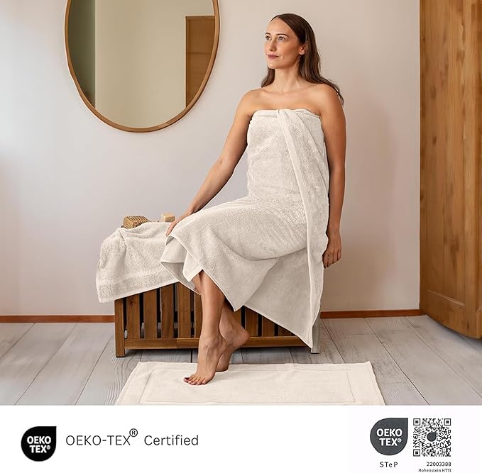 SALBAKOS 100% Turkish Cotton Jumbo Bath Sheet Towel Oversized 40x80 inch | Premium Hotel & Spa Quality, Soft, Absorbent, XL Bath Towels | Made in Turkey (Pack of 1, Ivory, Jumbo Bath Sheet)