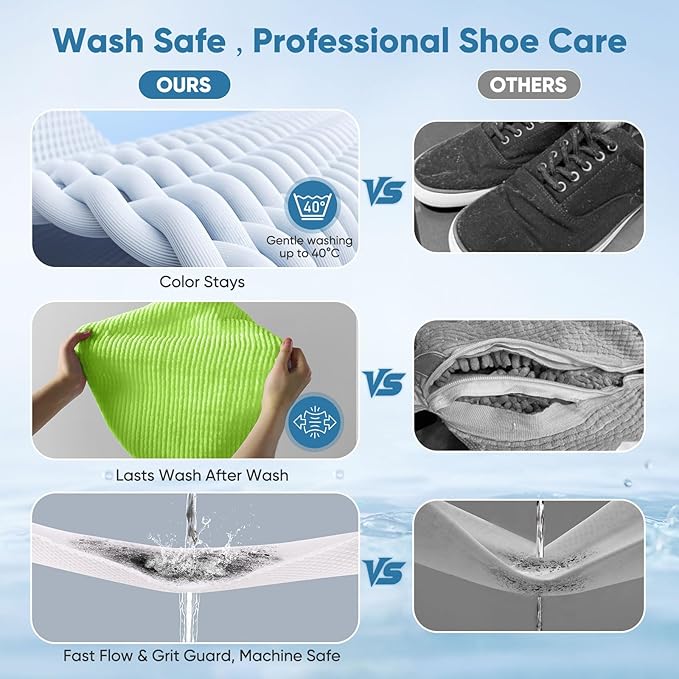 M-Better Shoe Washing Bag 2Pack - Reusable Shoe Laundry Bag with Mesh Socks Washer Machine Bag - 360°Deep Protective Cleaning Bags for Sneakers Delicate Footwear - Home Dorm Travel Essentials, Green