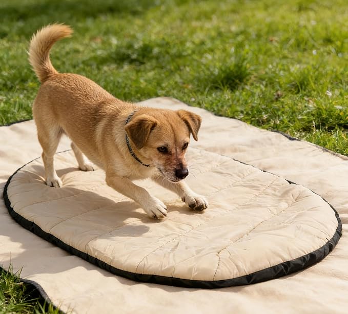 Outdoor Dog Bed, Camping Dog Bed,33.46“ x 27.26“, Washable & Foldable& Stain-Resistant, Waterproof Pets Mat, Indoor Outdoor Use, Easy Carry, Ideal for All Breeds, Reversible Portable Mat for Dogs