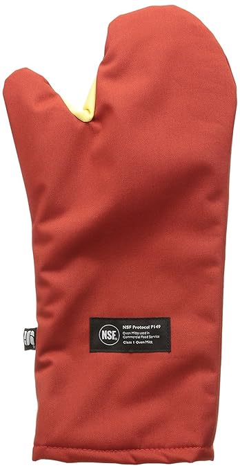 San Jamar CTC17 Cool Touch Conventional Oven Mitt Heat Protection up to 500° F, 17" Length, Red
