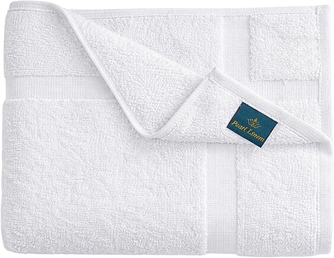Pearl Linens Pack of 6 100% Cotton Bath Mat 20X30 inches, Soft & Absorbent Quick Dry Bathroom Mat Set, Not Bathroom Rugs, After Shower Mat, Bath Tub Mat, 687 GSM, Machine Washable, White
