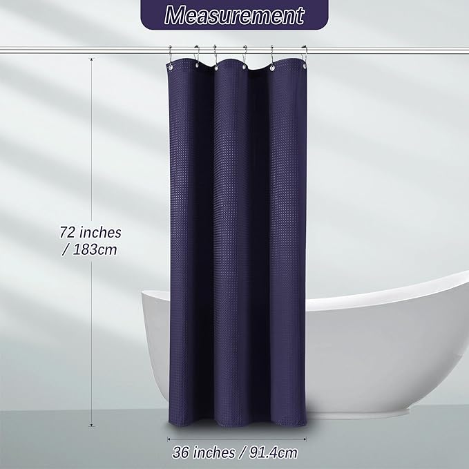 PANGSINNE Purple Stall Shower Curtain Waffle Weave Fabric, Luxury Waterproof Shower Curtains, 256GSM Heavy Duty Camper Shower Curtain for Travel Trailers with 6 Metal Hooks, 36Wx72H