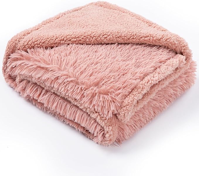 Pink Fluffy Throw Blankets for Couch Calming Pet Blanket for Cats Faux Fur Small Sofa Covers for Doggies Cozy Soft Puppy Mats (Pink, XS-28x20in)
