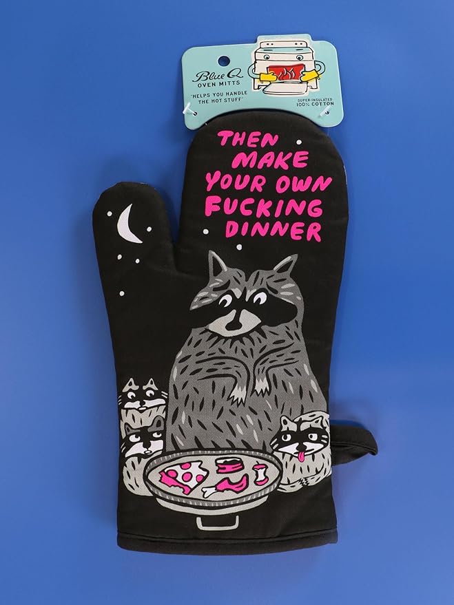 Blue Q Then Make Your Own Dinner Funny Oven Mitts - Cute Oven Mitts, Home Kitchen Gifts, Cooking Accessories, Super-Insulated Quilting, Comfy Natural-Fitting Shape, 100% Cotton, Size 12.5" L x 7.5" W