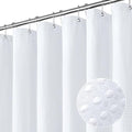 MitoVilla Extra Long Shower Curtain 72 x 84, White Waffle Farmhouse Fabric 84 inch Shower Curtain, XL Shower Curtains for Bathroom Decor, Luxury Weighted Shower Curtain 84 inch