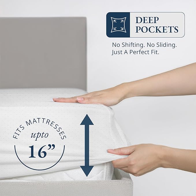 Lane Linen 100% Egyptian Cotton Twin XL Size Fitted Sheet Only (39"x81" + 15") - Elegant Sateen Weave, Ultra Soft, Breathable, Highly Durable, Deep Pockets Upto 17" - Swiss Dot White