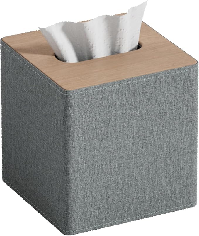 MOCHTERO Modern Square Tissue Box Cover, Decorative Bathroom Facial Tissue Holder,for Living Room, Car, Bedroom, Office,etc. (Grey)