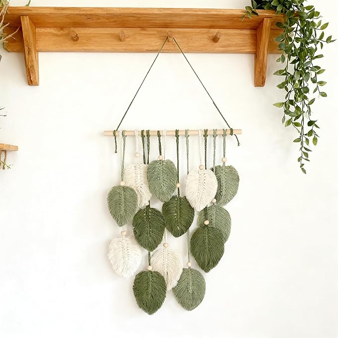 DIY Macrame Leaf Wall Hanging Beginners Macrame Kit, Includes Detailed Step-by-Step Instructions, Boho Macrame Leaf Tapestry Kit Wall Hanging, Handmade Enthusiast Gift for Home Living Room Bedroom