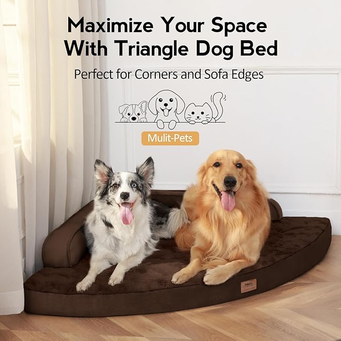 MEKIY Large Orthopedic Dog Bed with Sides XXL Dog Beds with Removable Washable Cover Non-Slip Waterproof Pet Bed for Extra Large Dogs - Brown XXL