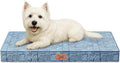 Tail Stories Outdoor Dog Bed for Small Dogs & Cats, Waterproof Dog Crate Mat Orthopedic Egg Crate Foam with Washable Removable Oxford Cover, White Blue