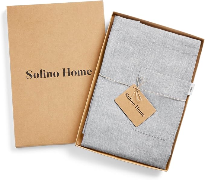 Solino Home Linen Bib Apron for Men & Women - 33 x 30 Inch Kitchen Apron with Front Pockets - Handcrafted from European Flax