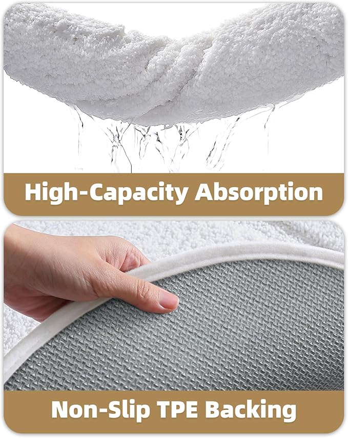 Color&Geometry White Bathroom Rugs, Non Slip, Absorbent, Soft, Washable, Thick Bath Mat, 24"x43" Small Bath Rug Bath Mats for Bathroom Floor, Shower, Sink, Vanity