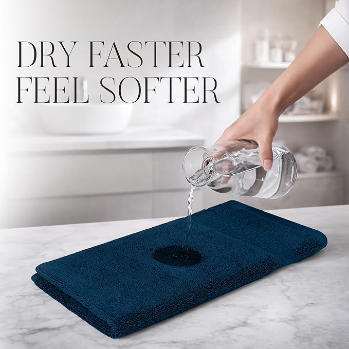 RIVERSIDE 12 Pack Premium 100% Cotton Face Wash Cloths, 12 x 12 Inches, Soft & Absorbent Face Towels for Bathroom Wash Clothes, 550 GSM, Luxury WashCloths for Showering, Body, Spa & Gym, Opal Blue