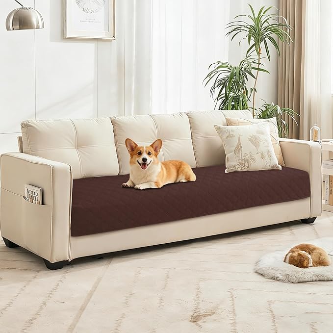 CYCMACO Waterproof Couch Covers for Pets, Waterproof Dog Bed Cover, Anti-Slip Soft Dog Blankets, Couch Cover for Dogs Washable, Pet Blanket for Puppy Large Dogs Cat (82x82 Inch, Coffee)