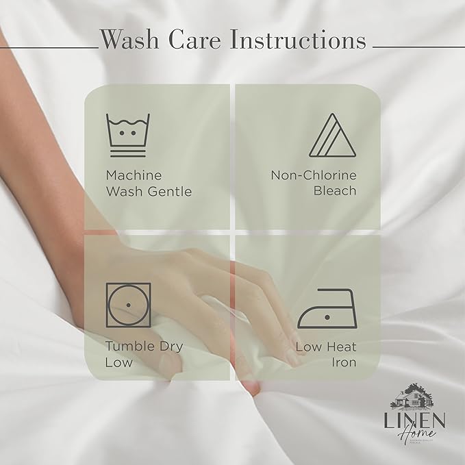 Linen Home 100% Cotton Percale Sheets King Size, Sage, Deep Pocket, 4 Pieces Set - 1 Flat, 1 Deep Pocket Fitted Sheet and 2 Pillowcases, Crisp Cool and Strong Bed Linen