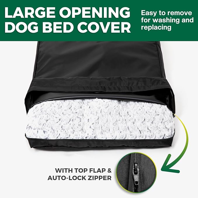 Waterproof Dog Bed Cover Replacement Washable, Easy to Clean, Pet Hair Resistant, Heavy Duty Oxford, Zipper Closure, Indoor/Outdoor Use, Fits 48 Inch Dog Crate - Extra Large XL - 47"x 29"x 4" - Black