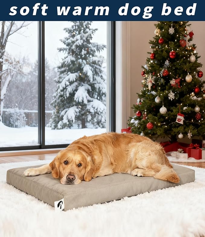 GUANGDEEN Leather XL Dog Bed, Waterproof Hair Resistant Dog Beds with Washable Covers, Orthopedic Egg Crate Foam Pet Bed