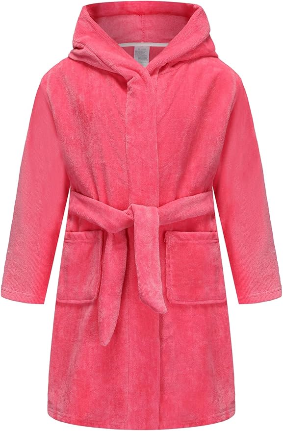 Fraprasty Boys Girls Hooded Robe Soft Touch Robe Kids Terry Cloth Cotton Spa Bathrobe Sleepwear 2-14 Years