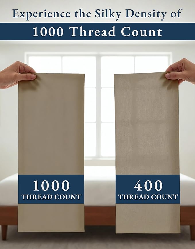 LANE LINEN 100% Egyptian Cotton Full Size Bed Sheets - 1000 Thread Count, Machine Washable Naturally Temperature regulating Sustaibable No Pill Fade Resistant Full Size Sheets Set Cotton- Taupe
