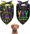 Mardi Gras Dog Bandana Reversible 2 Pack Small, Mardi Gras Pet Bandanas for Dogs Cute Purple Green Yellow Adjustable Triangle Holiday Scarves for Small Medium Boy Girl Dogs