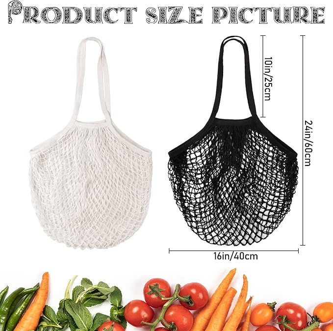 DRWSSR 2pcs Fashion Storage Mesh Bag Reusable Fruit Mesh Bag Shopping Mesh Bag Pure Cotton Portable Mesh Bag Shopping Bag
