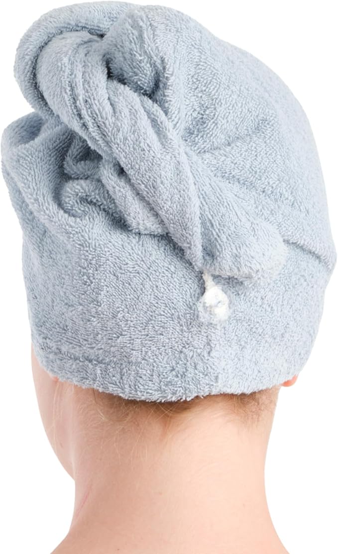 Seritaine Hair Towel Wrap for Women 2 Pack – 100% Turkish Cotton Turban for Wet Hair Quick Dry – Soft & Gentle Head Towel Cap– Soft and Absorbent Cotton - 10x26 inch