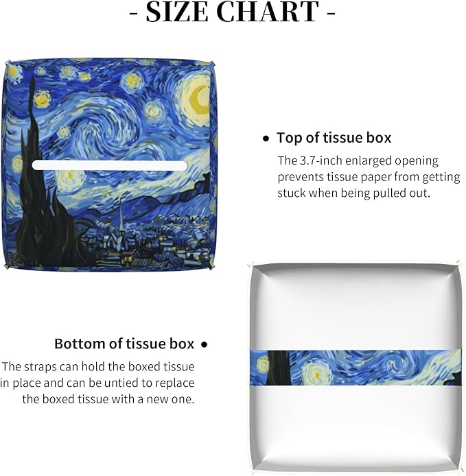 POIUBLE Starry Night Tissue Box Cover Leather Tissue Box Holder Square Facial Paper Organizer Dispenser for Bathroom Kitchen Bedroom Vanity Countertop Night Stands