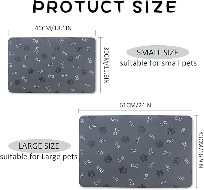 Pet Cat Dog Food Mat Non Slip Mat for Dog Water Bowl Mat Quick Dry Absorbent Cat Feeding Mat, 18.1 * 11.8 in, Green