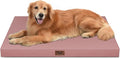 Tail Stories Outdoor Orthopedic Dog Bed for Extra Large Dogs, XL Waterproof Flat Pet Bed 44x32 Inch, Egg Crate Foam with Removable Washable Oxford Cooling Cover, Pink