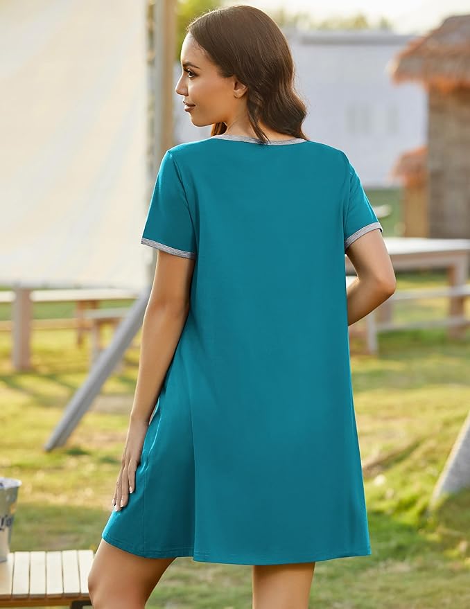 Ekouaer Zip Up Robes for Women Short Sleeves Zipper House Coat Short Bathrobes Lightweight Nightgown with Pockets S-3XL