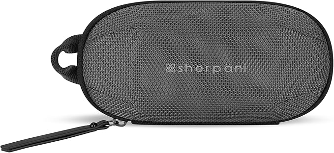 Sherpani Mini Co-Pilot, Travel Cable Bag, Cord Storage Organizer, Small Tech Pouch, Accessory Carrying Case, Travel Gift for Women (Granite Signature)