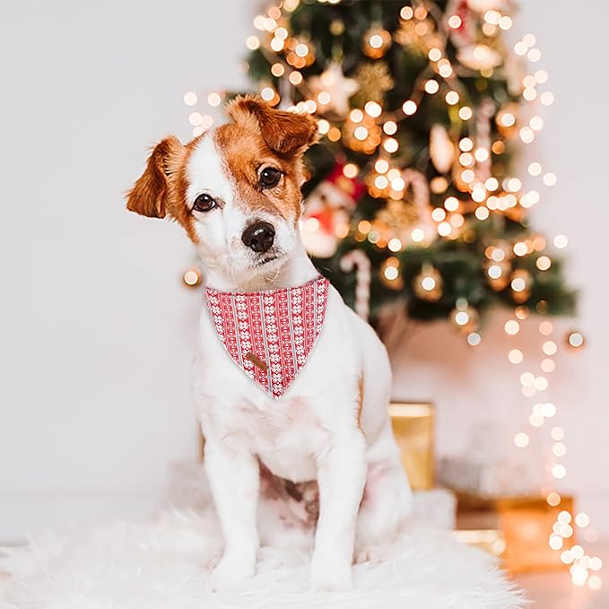 UP URARA PUP Christmas Dog Bandana - Snowman Triangle Bid Scarf for Girl Boy, Cotton Pet Kerchief, Cute Red, Adjustable Winter Puppy Accessory for Small Medium Large Dogs