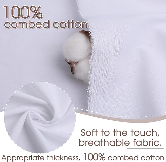 UBCGOTT 100% Cotton Muslin Fabric, 60 Inch X 1 Yard Bleached Muslin Linen Fabric by The Yard, Draping Fabrics Suitable for Sewing Embroidery, Crafts Material,Garments (White)