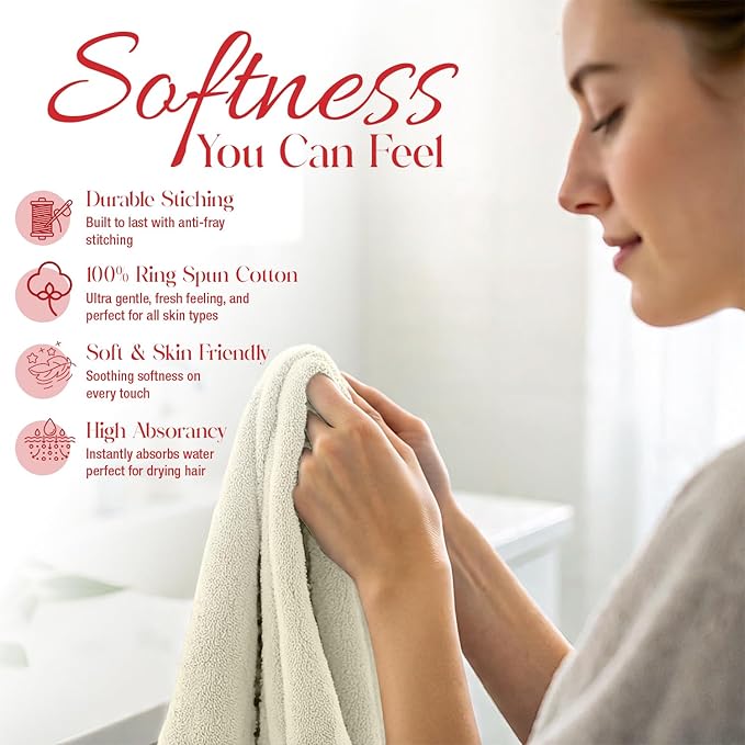 RIVERSIDE 12 Pack Washcloths - 12x12 Inches, 500 GSM, 100% Ring-Spun Cotton - Soft, Absorbent & Durable Face and Body Towels - for Bathroom, Spa, Gym, Makeup Removal & Everyday Use - Cannoli Cream
