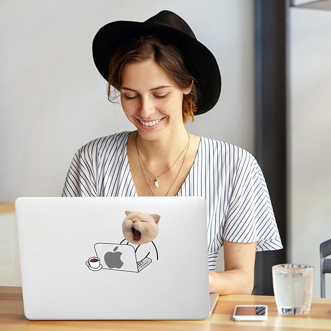 BYCeKe Compatible with MacBook Air 13.6 inch Case 2022-2025 M4 A3240 M3 A3113 M2 A2681,for Mac Air13 M4 Slim Sturdy Pattern Plastic Hard Shell&Keyboard Cover for MacBook Air 13.6 Print Cases,Cute Cat