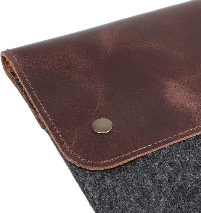MegaGear Genuine Leather and Fleece MacBook Bag Laptop Sleeve for MacBook Pro and MacBook Air Case 14 Inch - 13 Inch (M4, M3, M2, M2, M1, Pro, Max) 13.3 Inch, iPad Pro 12.9 Inch - 2020 to 2024 Models