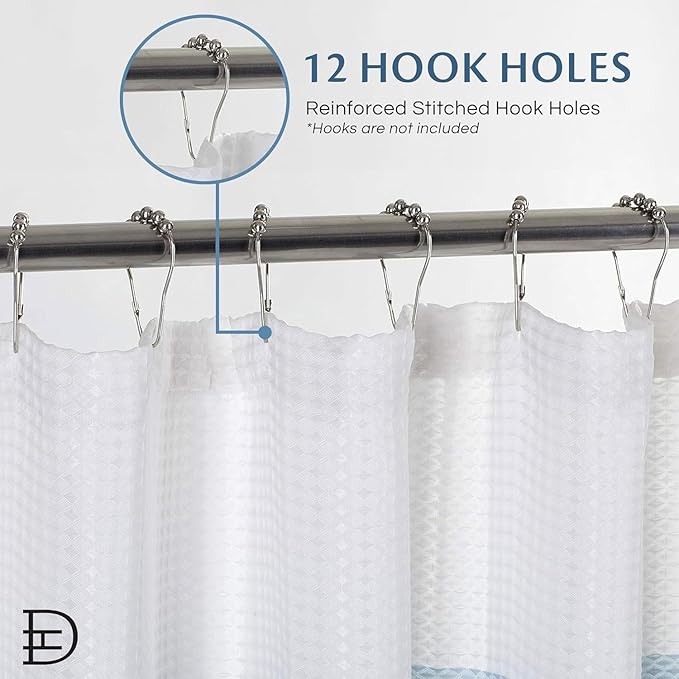 Dainty Home | Aqua Blue Ombre Waffle Weave Shower Curtain - 70" x 72" - Water Resistant Polyester Blend Fabric Shower Curtain - The Best Gradient Design Washable Waffle Shower Curtain
