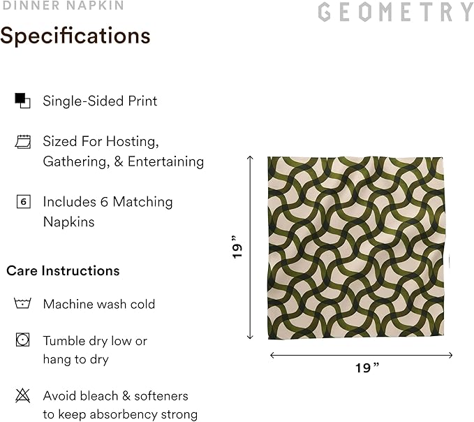 GEOMETRY Cloth Dinner Napkins - Quick-Dry, Ultra-Absorbent, Reusable Cloth Napkins for Dining & Entertaining - Mate 19" x 19" (6 Pack)