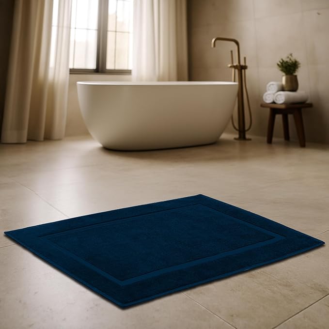RIVERSIDE Bath Mat Set of 2 - Blue Opal Bath Mats 21x34 Inches, Not a Bathroom Rug, 100% Ring Spun Cotton, Super Soft & Highly Absorbent Bathroom Floor Mats