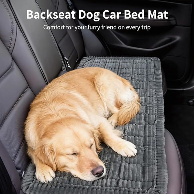 DORMIYA Backseat Dog Blanket for Car, Non-Slip Dog Bed Car Seat Protector, Soft & Cozy Dogs Blanket, Gray Machine Washable Travel Pet Mat for Cars, 24.4 x 53.9 in