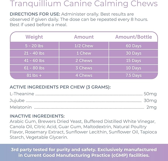 Veterinarian Recommended Solutions Tranquillium Canine Calming Chews from