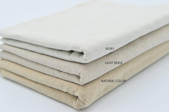 Light Beige Linen Needlework Embroidery Fabric Cross Stitching Plain Solid Color Aida Cloth 62" by 1 Yard Rose Flavor