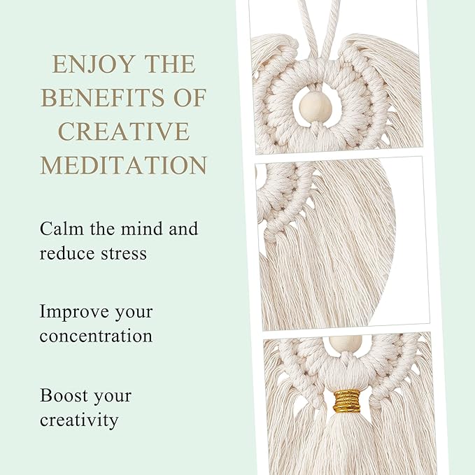 FREEBLOSS 3 Set DIY Macrame Angel Kit - Hanging Ornament Boho Wall Decor - Spring Gift for Mom Girls - Beginners DIY Kit